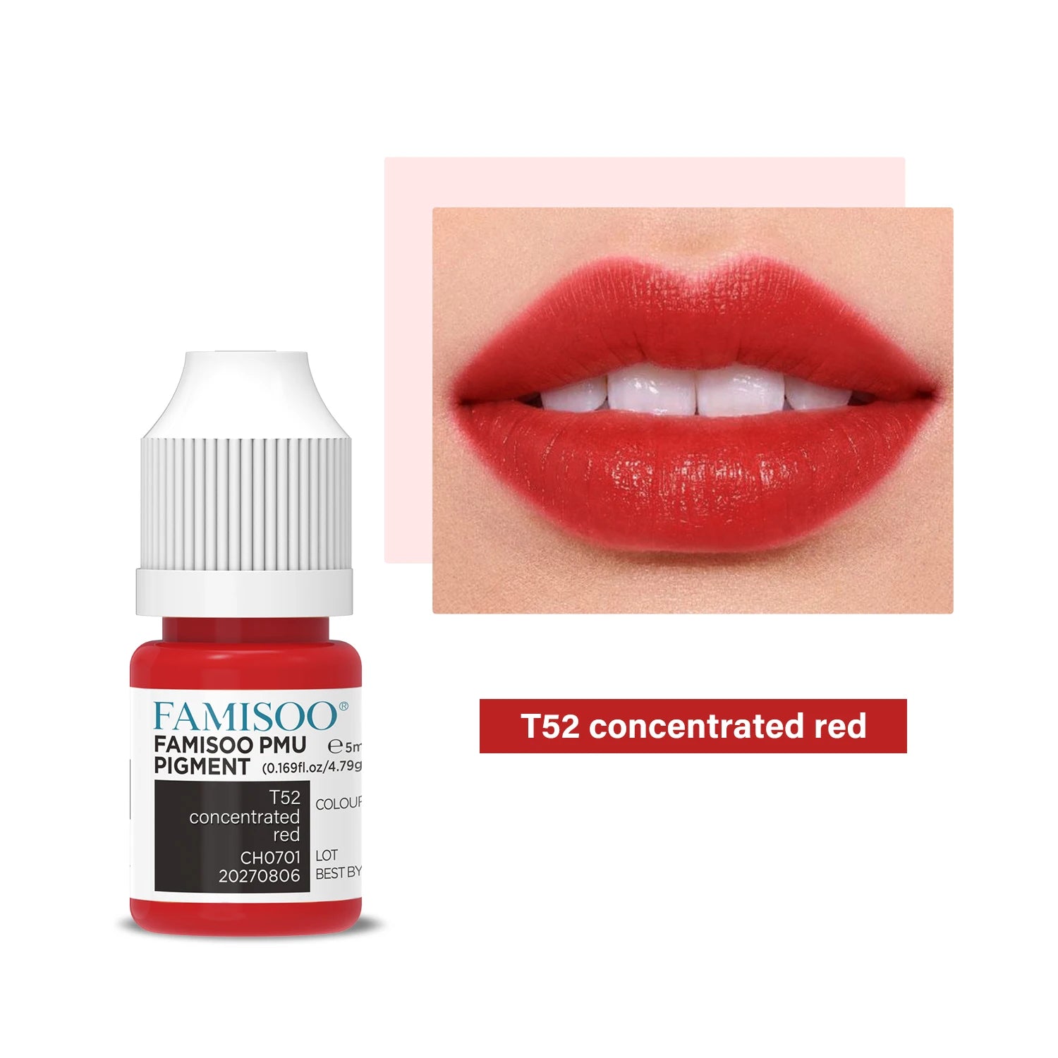 Permanent Makeup Pigment 5ml | Professional PMU Lip & Brow Ink Permanent Makeup Machines T52 Intense red China Mainland