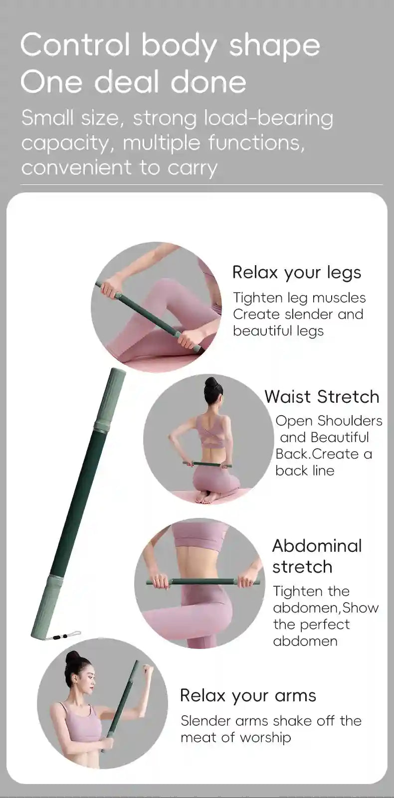 Massage Stick Roller for Deep Tissue Muscle Relief - 58cm Tidesmit Massage Roller Tidesmit
