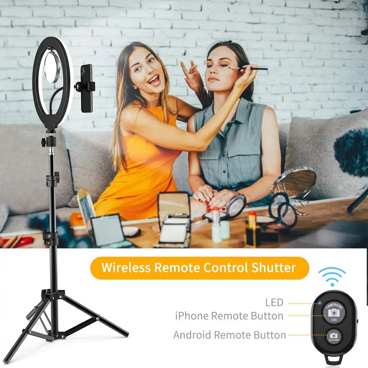 LED Ring Light With Tripod & Remote - 33cm Adjustable Studio Lamp Tidesmit