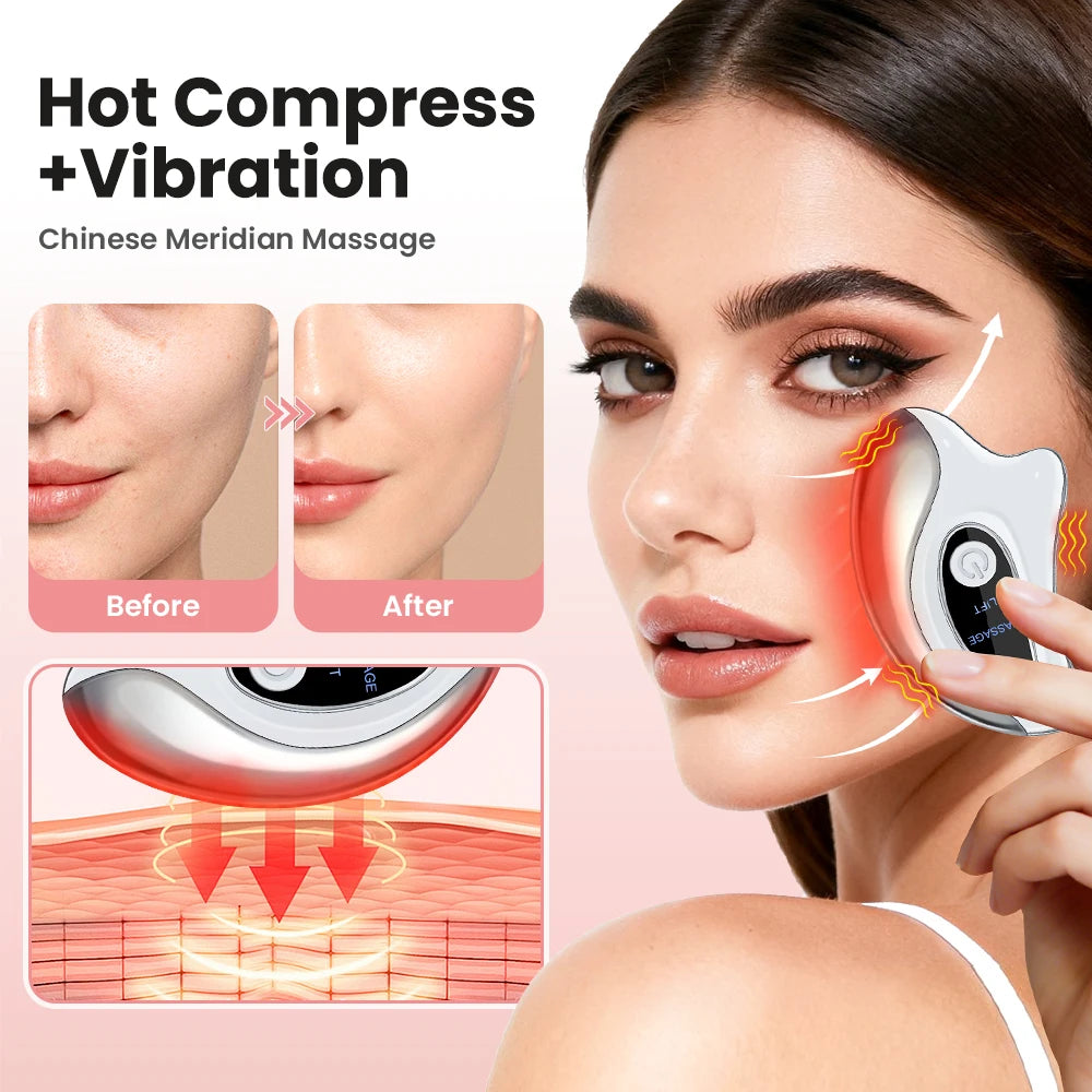 Electric Gua Sha Facial Massager - Portable Home Spa Vibration Lift White Relaxation Treatment Tidesmit