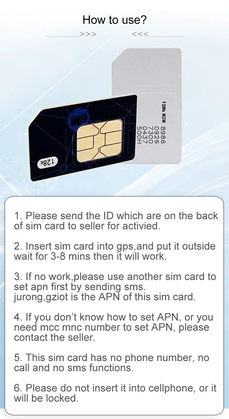4G Sim Card Global Romaing Smart M2M IOT Card For GPS Tracker Collar Iot Device 360MB data 1 Year Internet Traffic Rechargeable