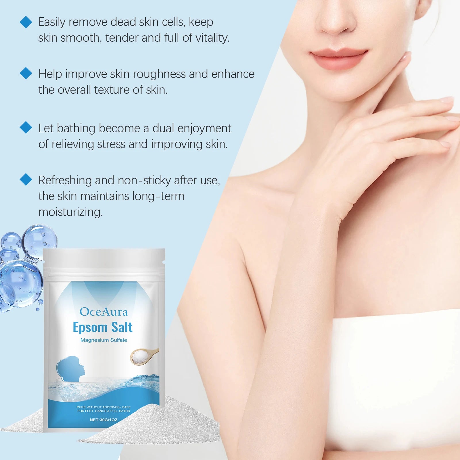 Epsom Salt Magnesium Sulfate Moisturizing Exfoliating Pure Natural Feet Hands Bath Body Relaxation Muscle Relief Detox Skin Care