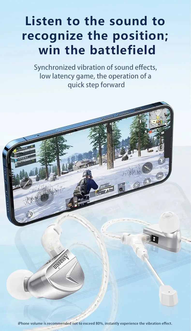 Tidesmit Wired Gaming Earbuds | Hybrid Dual Driver HiFi IEMs | Silver Tidesmit