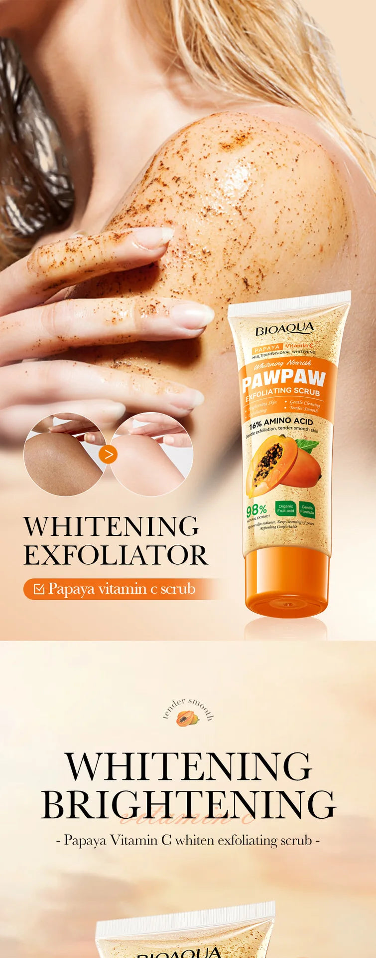 Papaya Vitamin C Exfoliating Scrub - Deep Cleansing Natural Skincare Scrubs Treatments Tidesmit