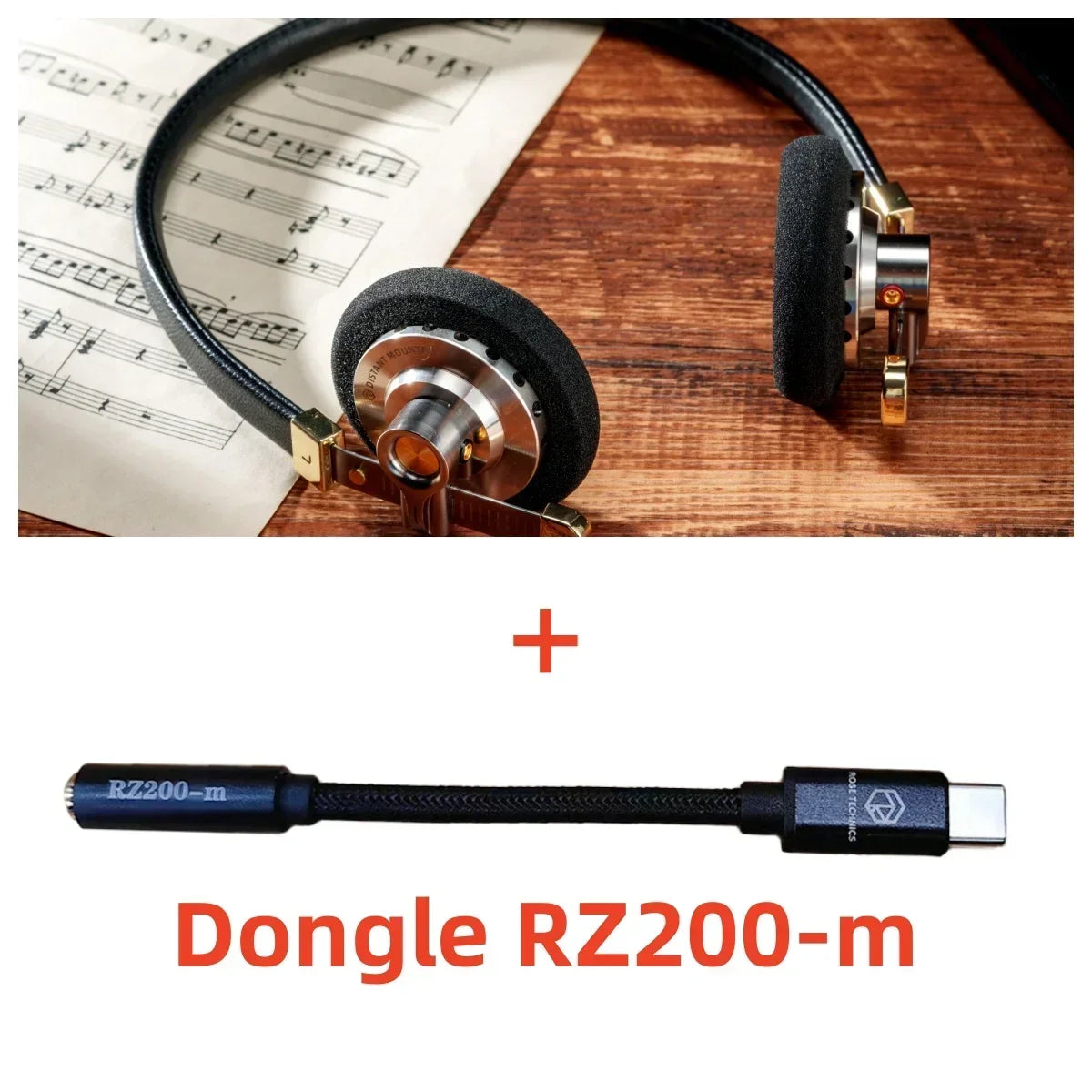 Vintage Over-Ear Wired Headphones with HiFi Metal Frame Black with RZ200m Tidesmit
