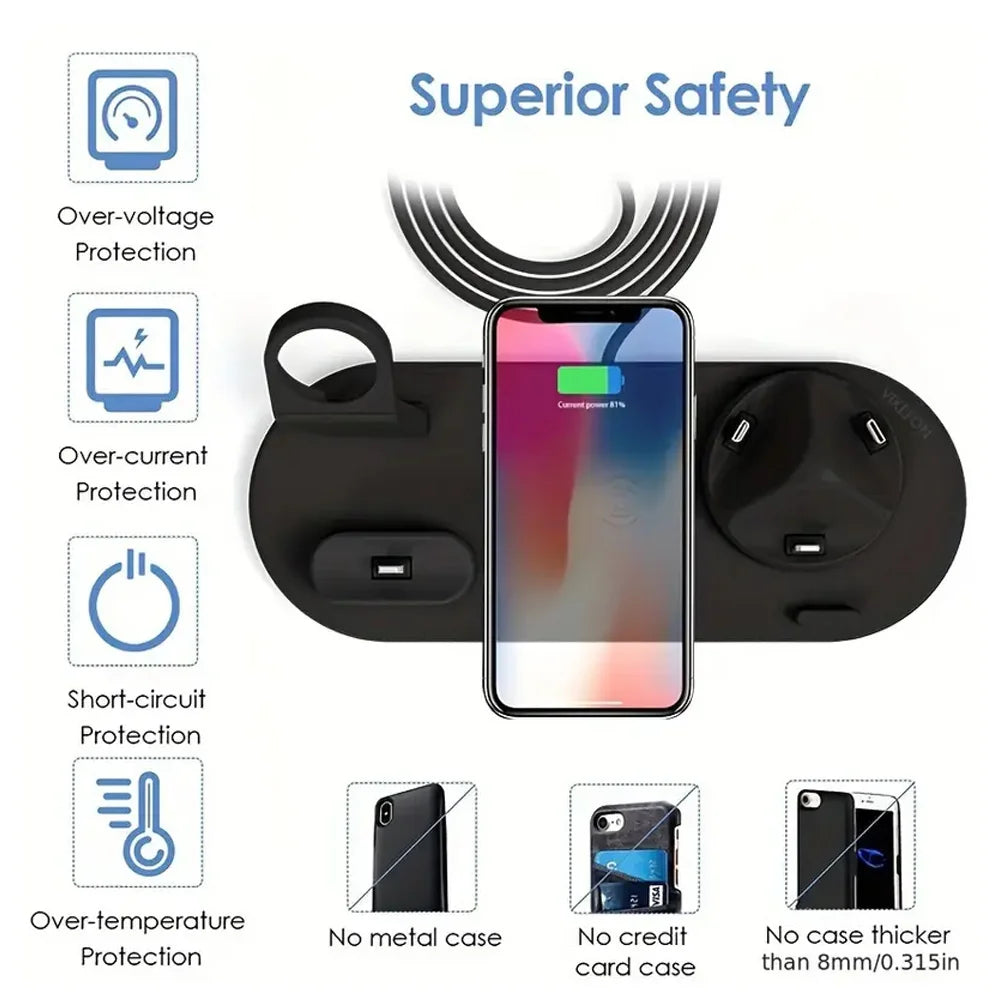 Wireless Charger for iPhone 17-12 & AirPods, Qi Certified Multi-Device Pad Tidesmit