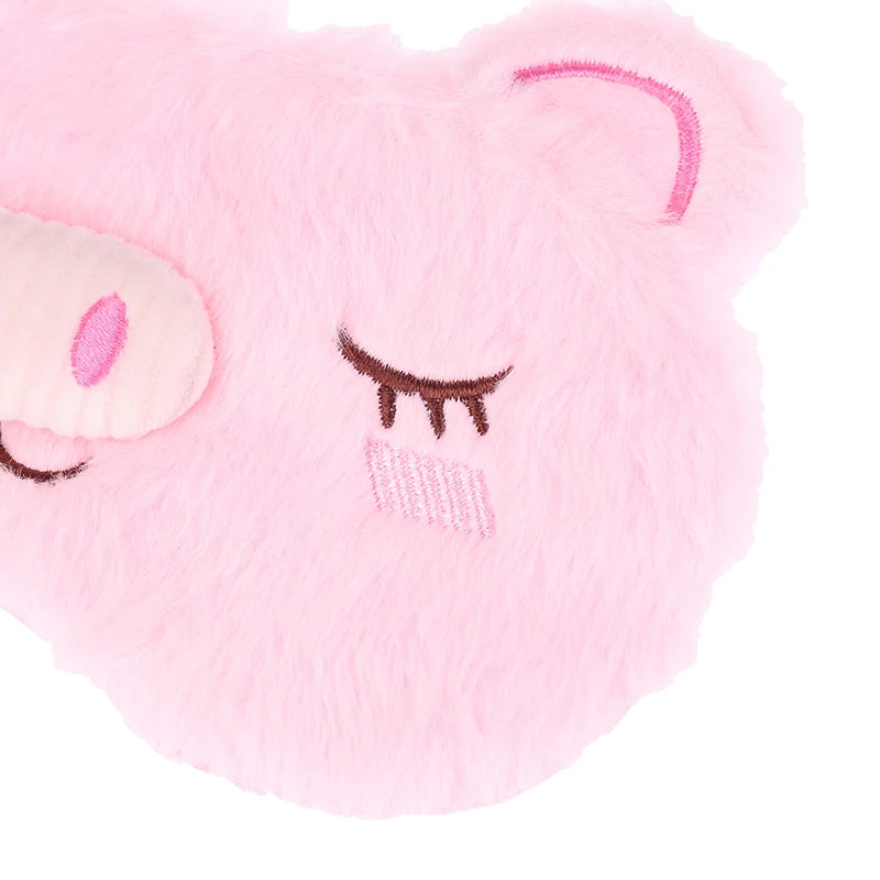 1PCS Plush Cute Grey Cat Eye Mask Sleeping Mask Eye Shade Cover Blindfold Eyeshade Eyepatch Suitable for Travel Home Gift