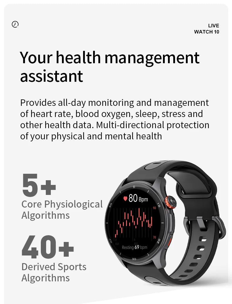 iGPSPORT LW10 Smart Watch With 1.43" AMOLED Screen GNSS GPS Tracker Bluetooth Calls 50+ Sports Modes Heart Rate/SpO2 Monitor
