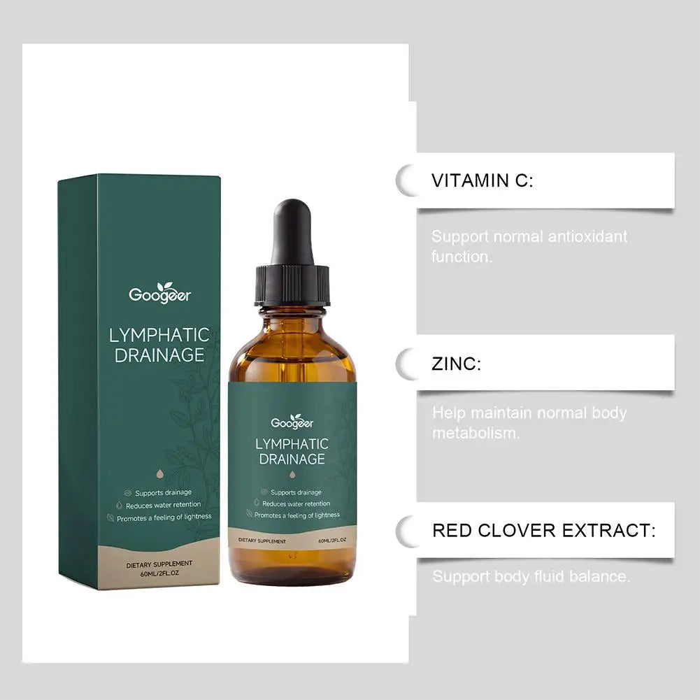 60ml Lymphatic Drainage Drops Natural Herbal Support Water Balance Detox Immune System MenWomen Gentle Liquid Supplement Dropper