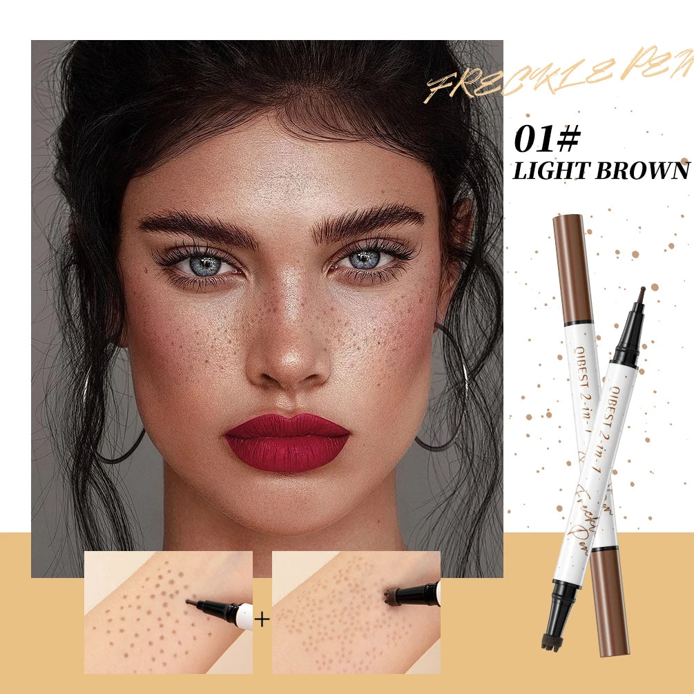 Tidesmit 2-in-1 waterproof freckle stamp pen in natural brown shade swatch for effortless faux freckle makeup looks