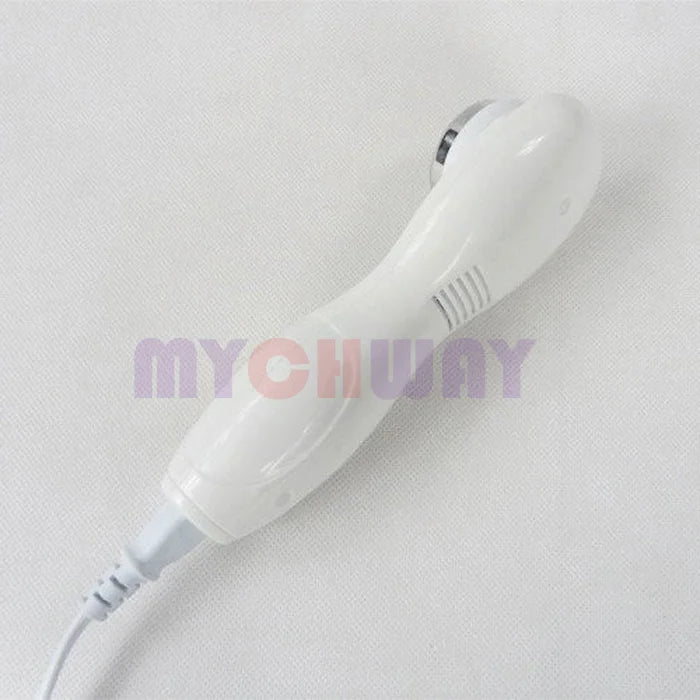 Portable white handheld ultrasound machine for physical therapy, pain relief, and home physiotherapy body massage.