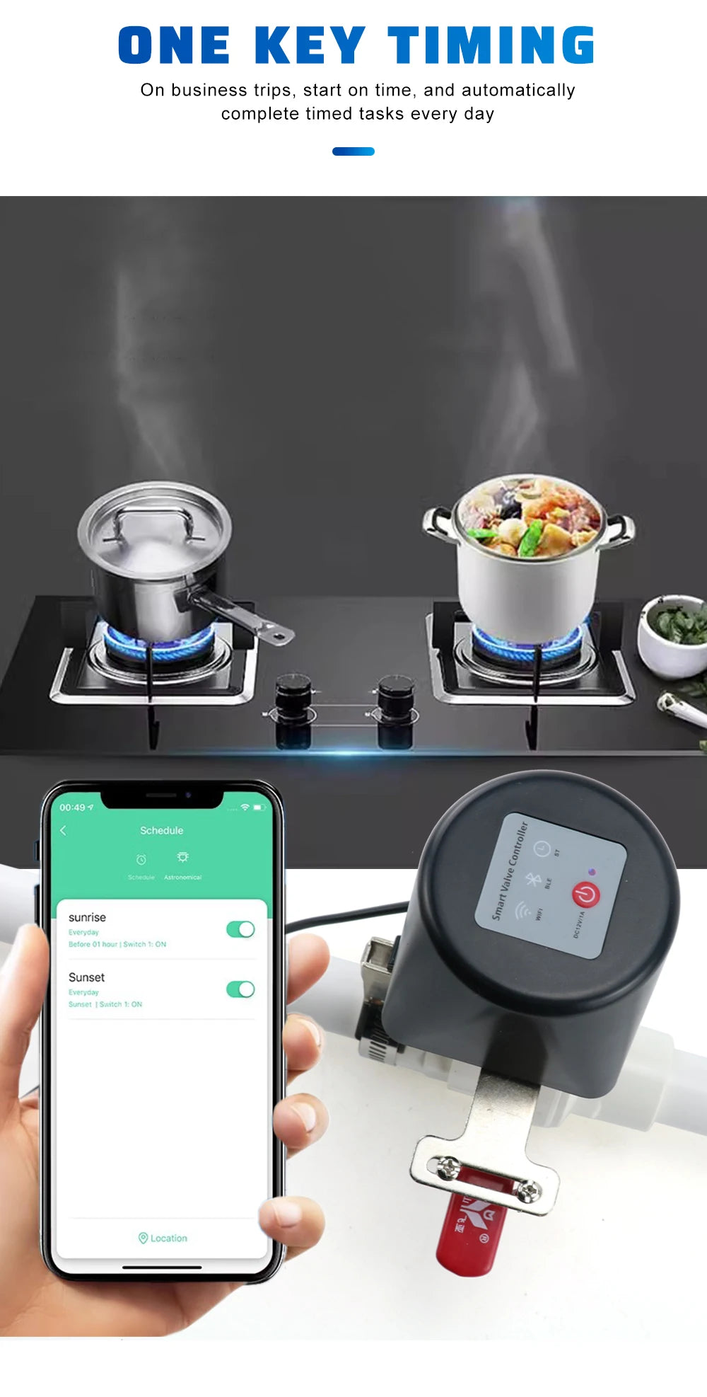 Smart WiFi Gas Valve Controller - App-Controlled Auto Shut-Off Valve Tidesmit