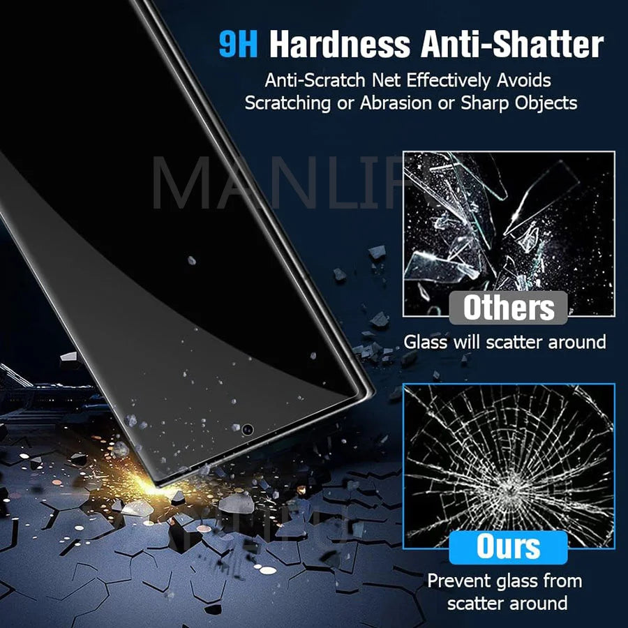 3D Curved Full Coverage Anti-Spy Tempered Glass For Samsung Galaxy S25 Ultra Privacy Fingerprint Unlock Screen Protector Glass AE Tidesmit