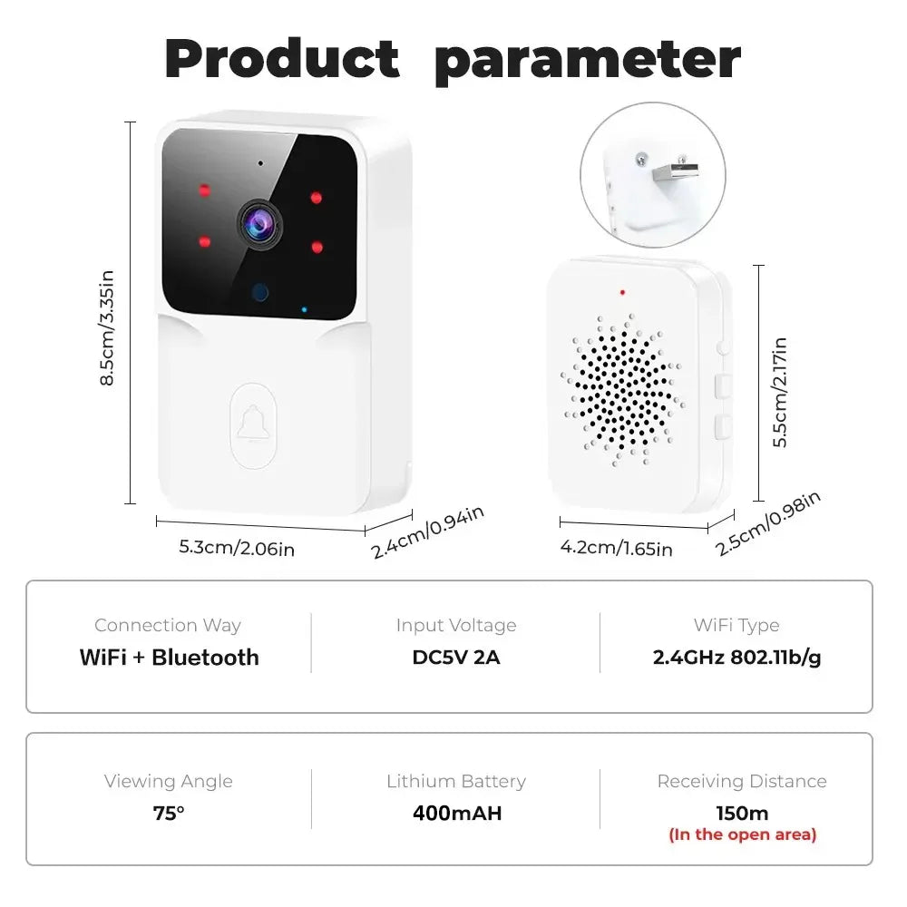 2026 WiFi Video Doorbell 1080P Tuya Smart Outdoor Wireless Intercom Waterproof Wireless Camera Ringing Bell