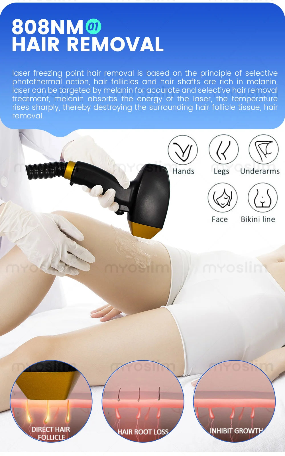 Tidesmit 4-in-1 4500W beauty machine showing multifunctional laser and RF skin treatment handpieces, side angle view.