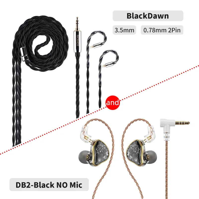 HiFi In-Ear Monitors 1DD+1BA Hybrid Dual Driver Earphones | Tidesmit IEM 3.5BlackDawn 2 Tidesmit
