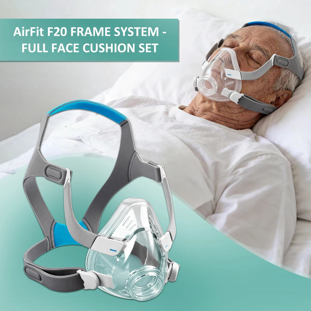 Complete AirFit F20 Full Face CPAP Mask Replacement Set Includes Mask Cushion, Headgear, Frame & Clips for Complete Mask Renewal