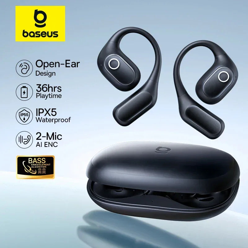Tidesmit Open-Ear Wireless Sports Earbuds - Bluetooth Black/White Tidesmit