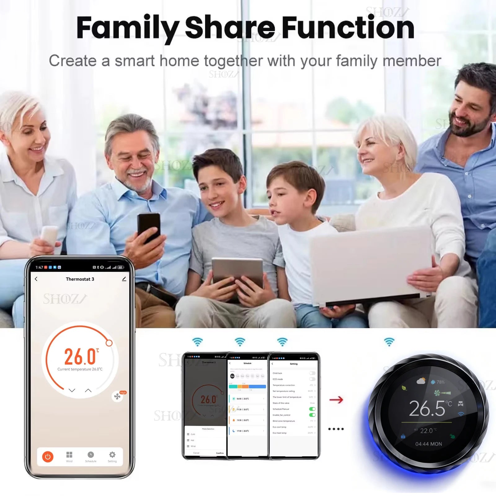 TUYA Zigbee/Wifi Knob Smart Thermostat Wireless Programmable °C/°F Heat Cool Air Conditione for Home HVAC Systems Energy Saving