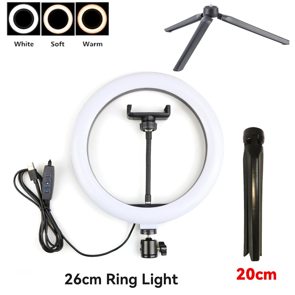 LED Ring Light with Tripod Stand for Pro Content Creation | Tidesmit 26CM kit 2 Tidesmit