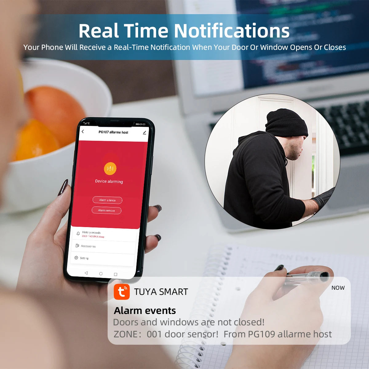 WiFi GSM Smart Home Alarm Security Kit - Tuya App Controlled System Tidesmit