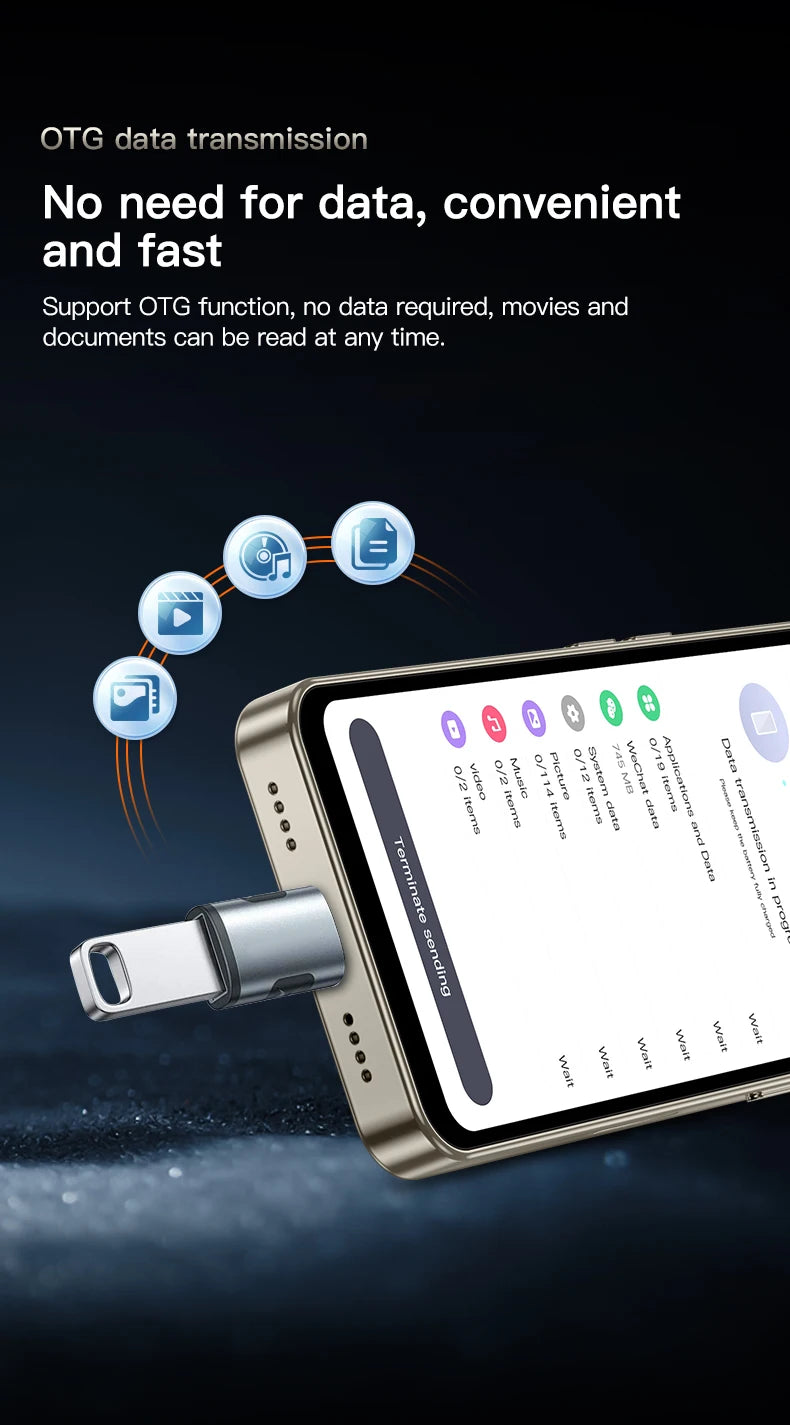 SOYES F9 Max gold mini smartphone showing OTG data transmission via Type-C adapter on 4.3-inch Android 12 display.