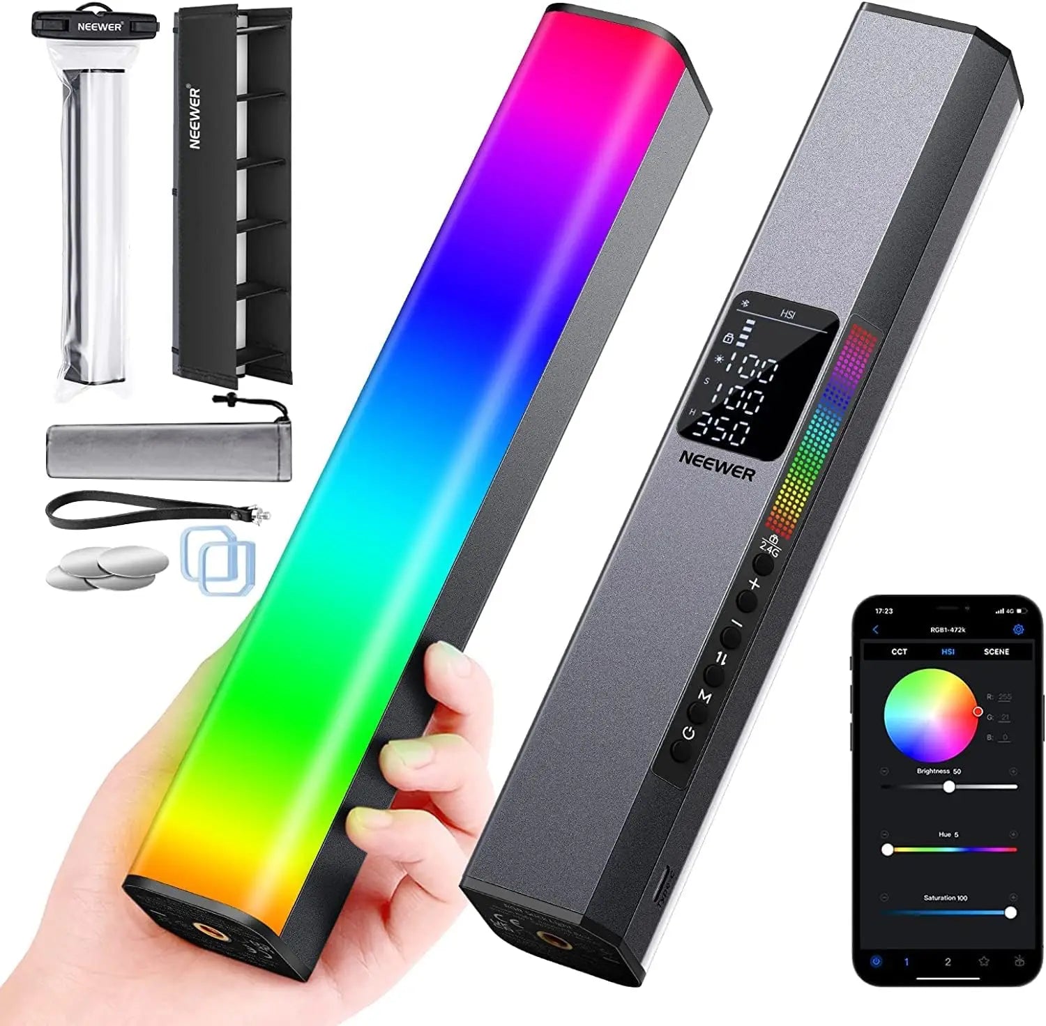 RGB LED Video Light Stick - Handheld Magnetic Wand for Content Creators RGB1 Silver China Mainland Tidesmit
