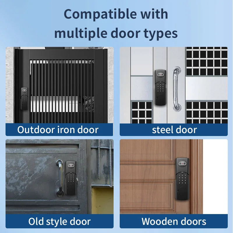 Tuya Smart Outdoor Waterproof Door Lock with Face Recognition Video Intercom RFID Card Password Electronic Lock for Iron Door