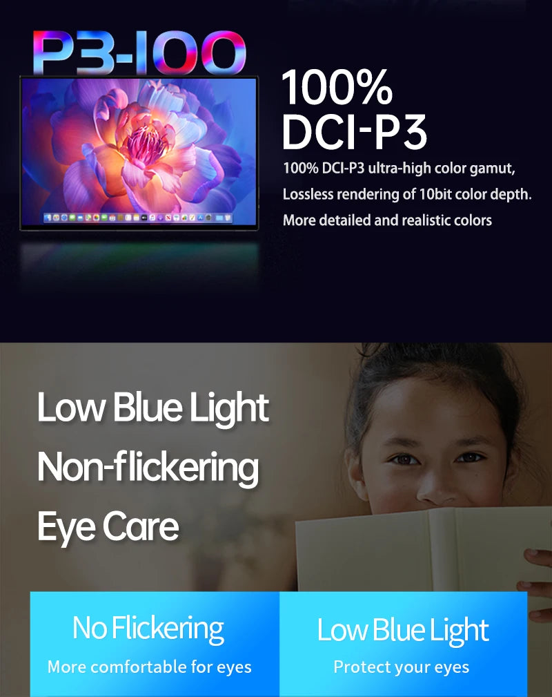 16inch 4K OLED Portable Monitor Touchscreen 16:10 3840*2400p 500Nits Metal Narrow Bezel External Monitor for PS5 Switch Laptop