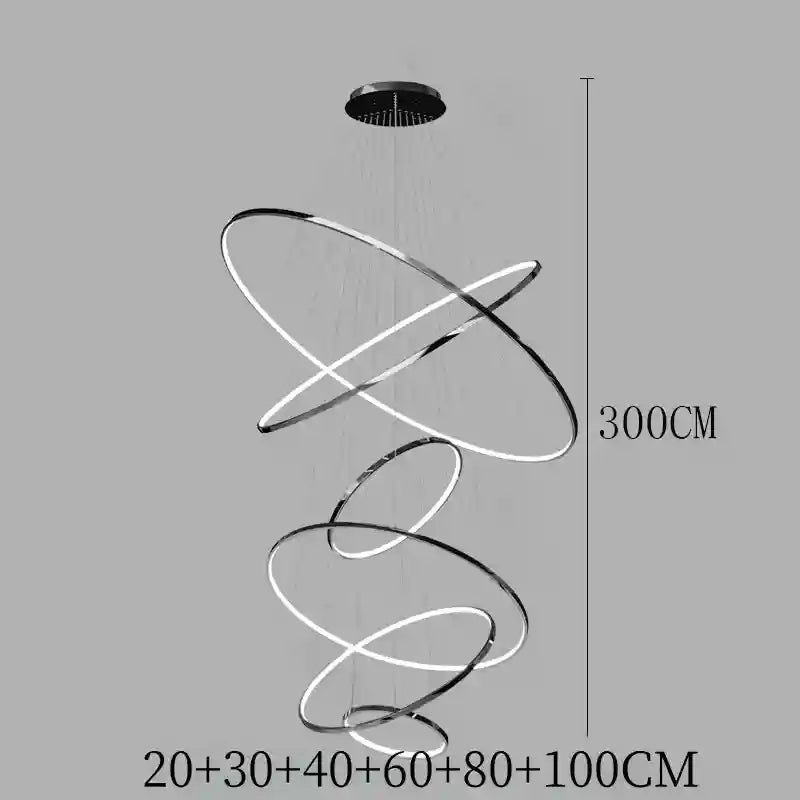 Modern LED Ring Pendant Light for Dining Room | Adjustable Black Finish black 6 rings Tidesmit