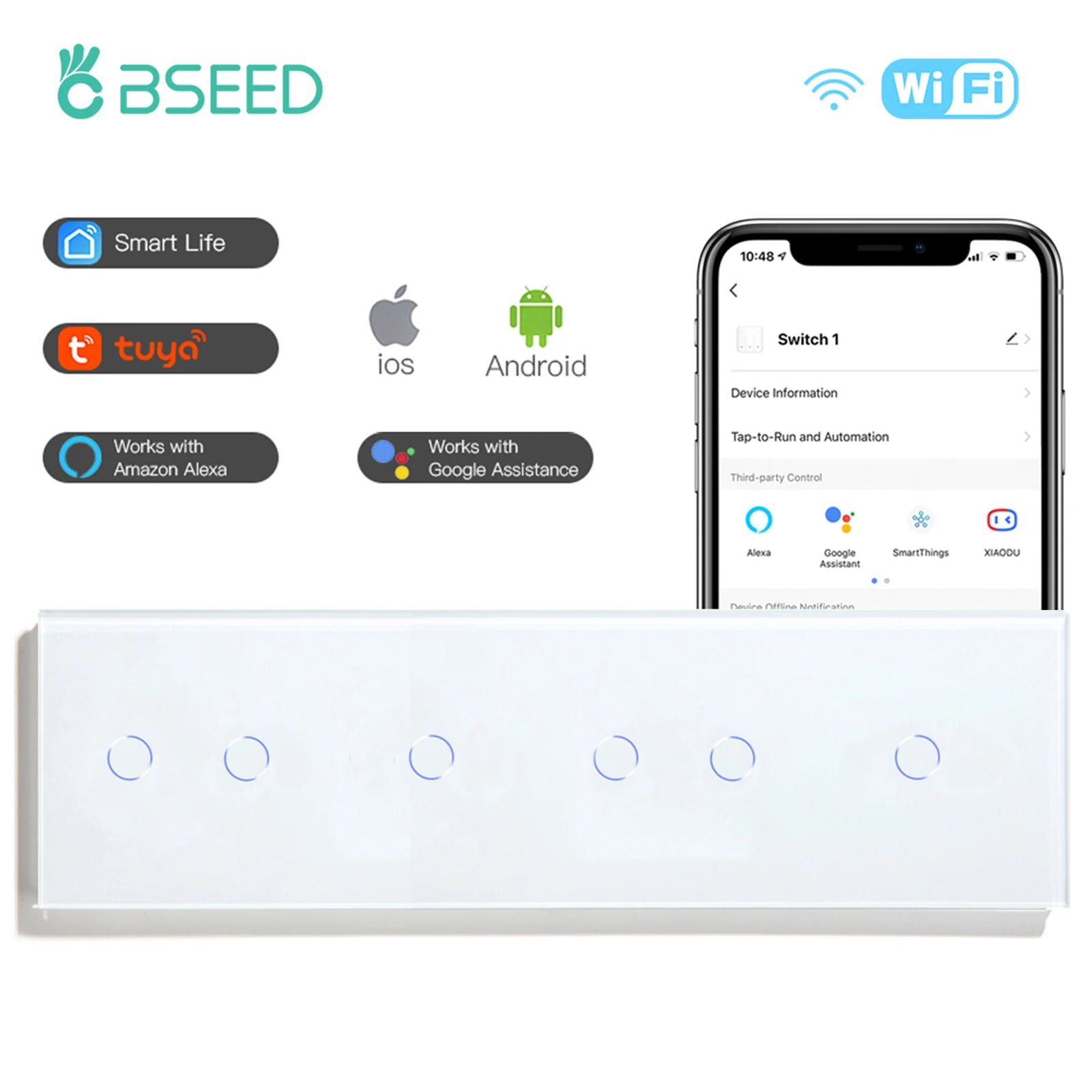 WiFi Smart Light Switch - Glass Touch Panel | Tidesmit Home Automation 2G 1G 2G 1G Tidesmit