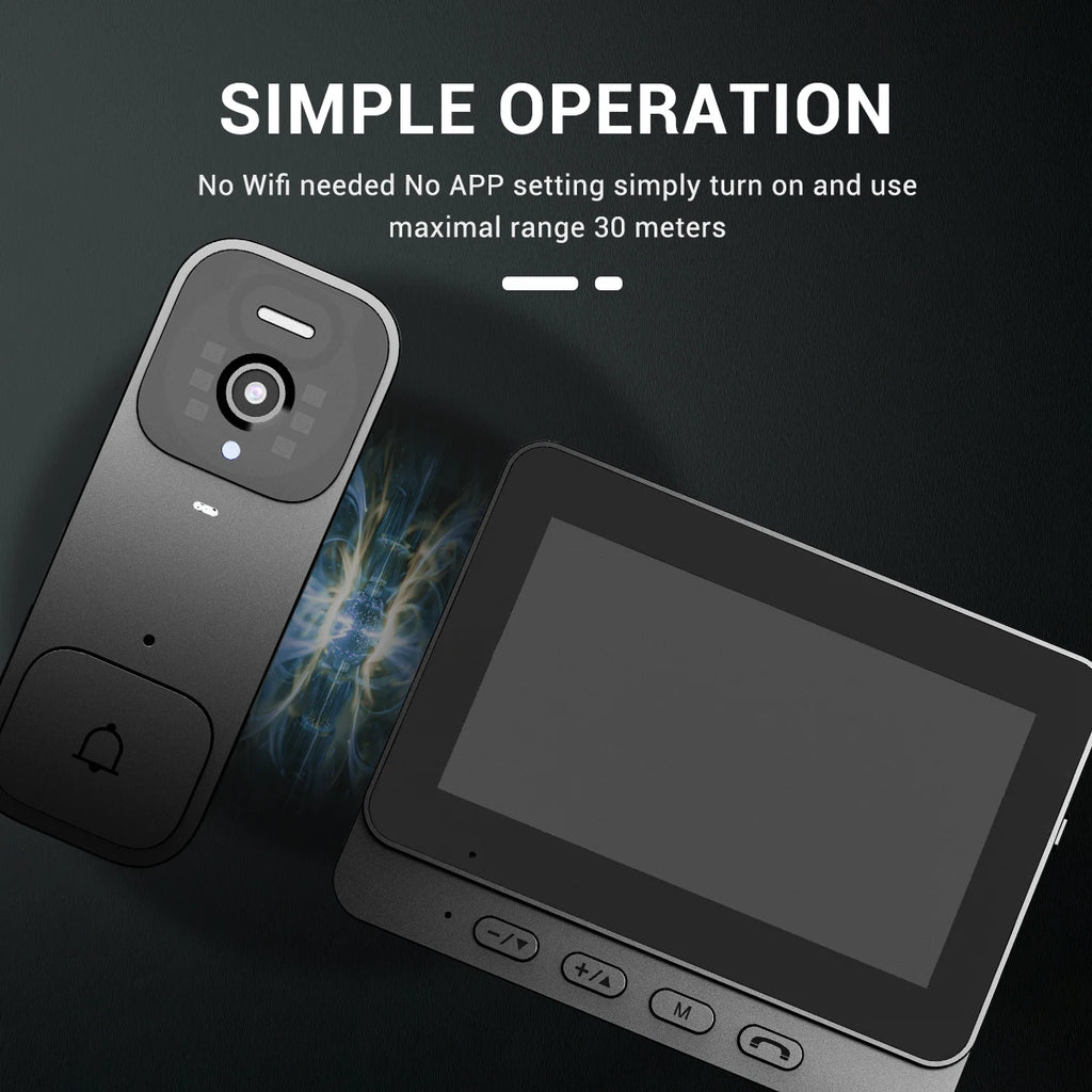 Home Security Smart Video Doorbell 4.3-inch Screen 2-Way Intercom HD Infrared Night Vision Intelligent Visual Wireless Door Bell