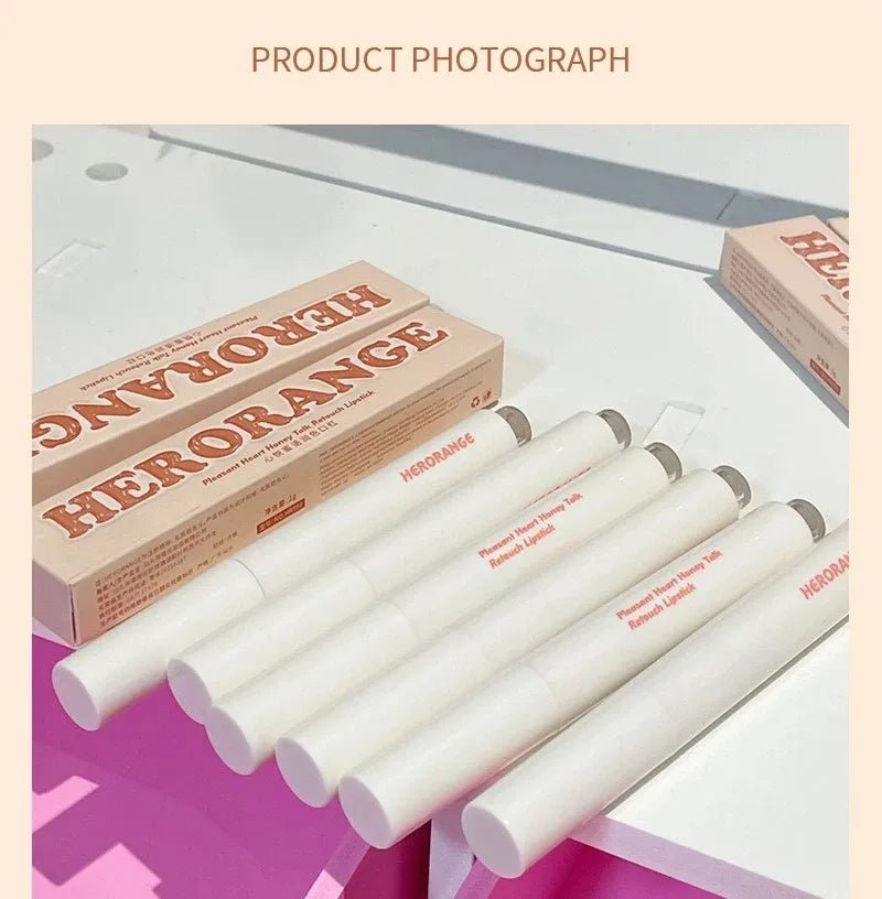 Herorange moisturizing jelly lip gloss pens in white tubes with matching boxes for a glossy, water-light lip finish.