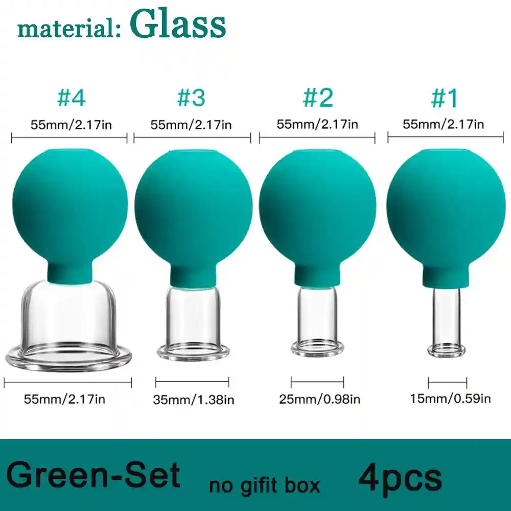 Facial Cupping Set for Skin Lifting and Anti-Wrinkle Massage Therapy Eye Massage Instrument 4pc-Green Tidesmit