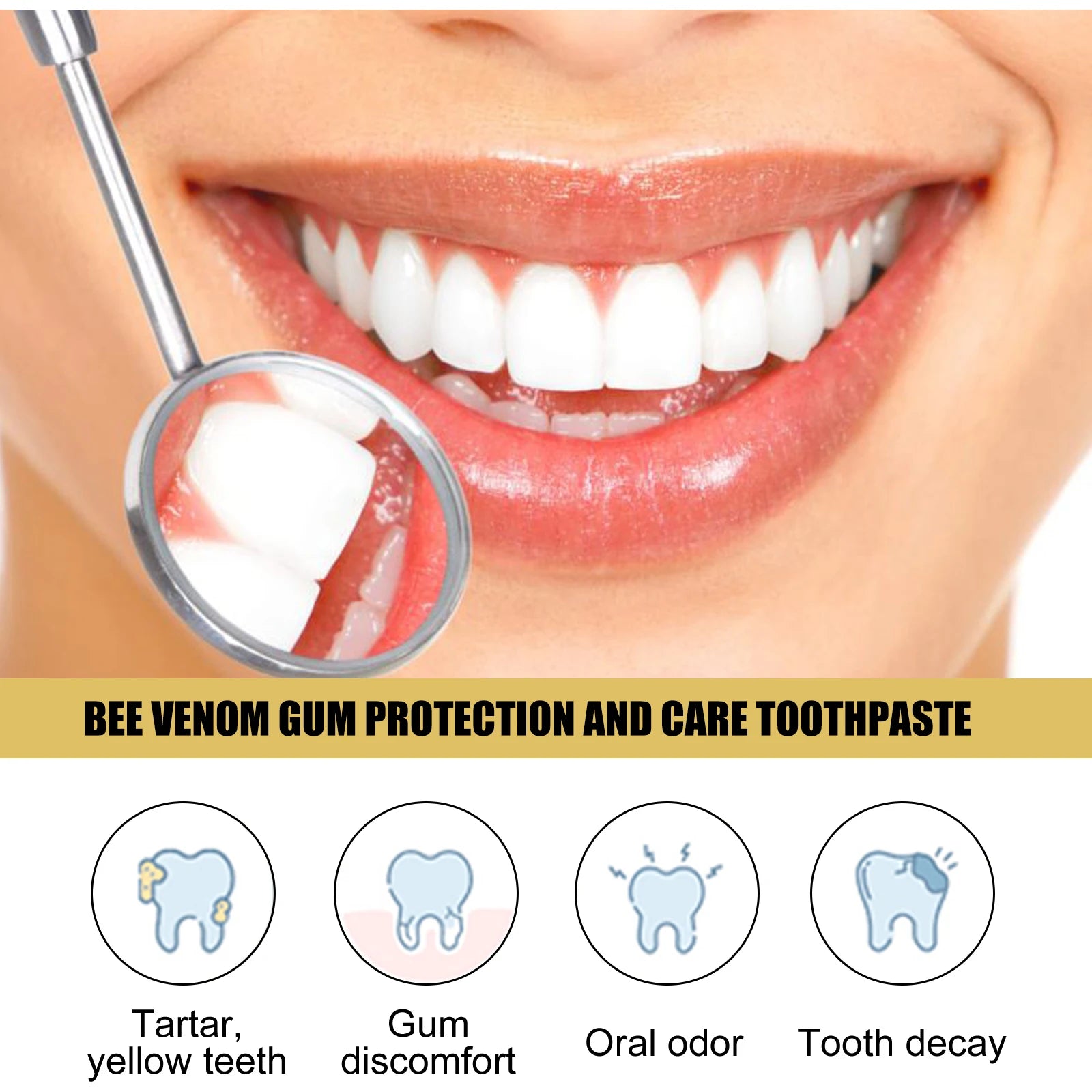 Tidesmit Bee Venom teeth whitening toothpaste for plaque removal and long-lasting fresh breath oral care