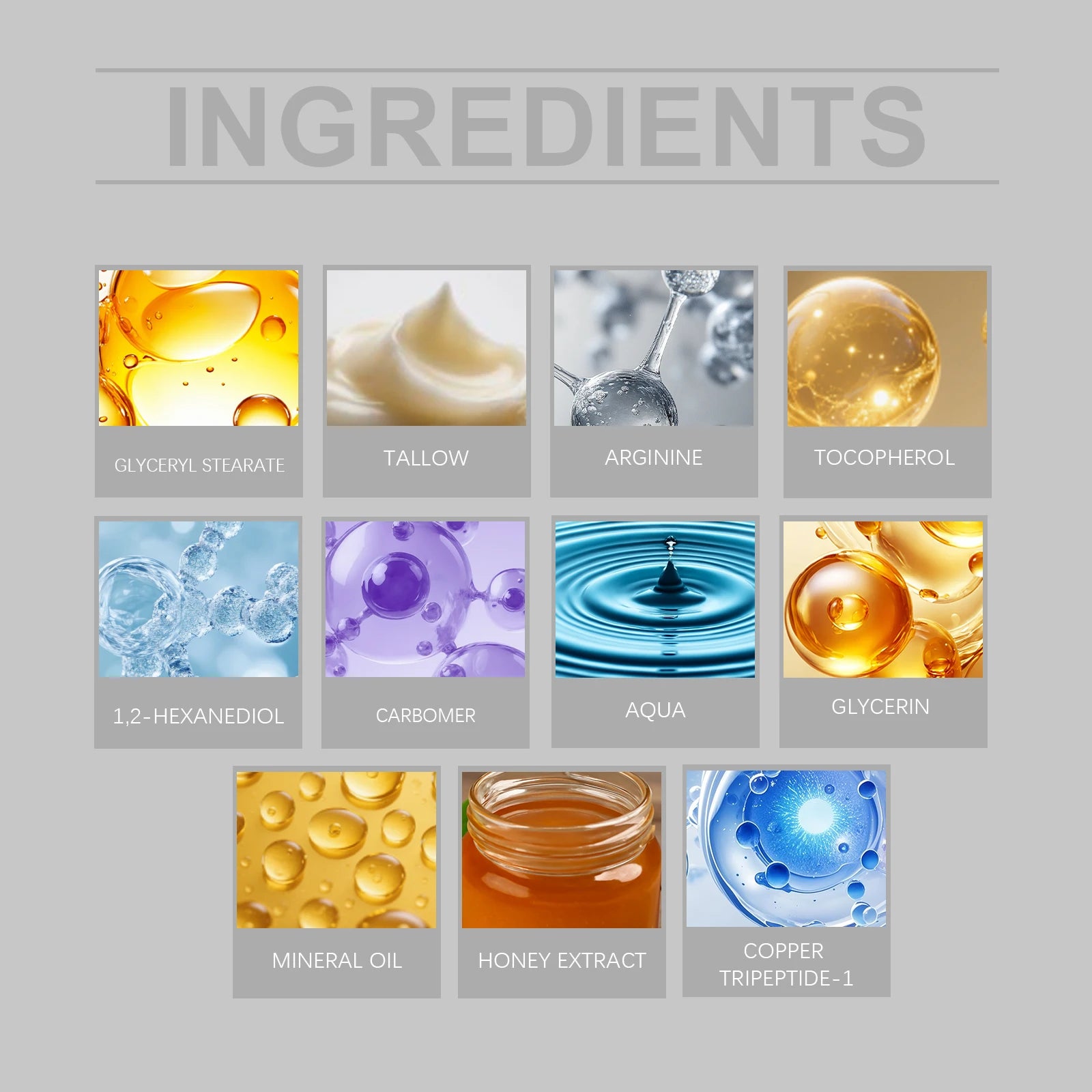 GHK-Cu Copper Peptide Tallow Balm Face Cream Hydrating Neck Moisturizer Body Skin Care Natural Vitamin E Honey Nourishing Lotion