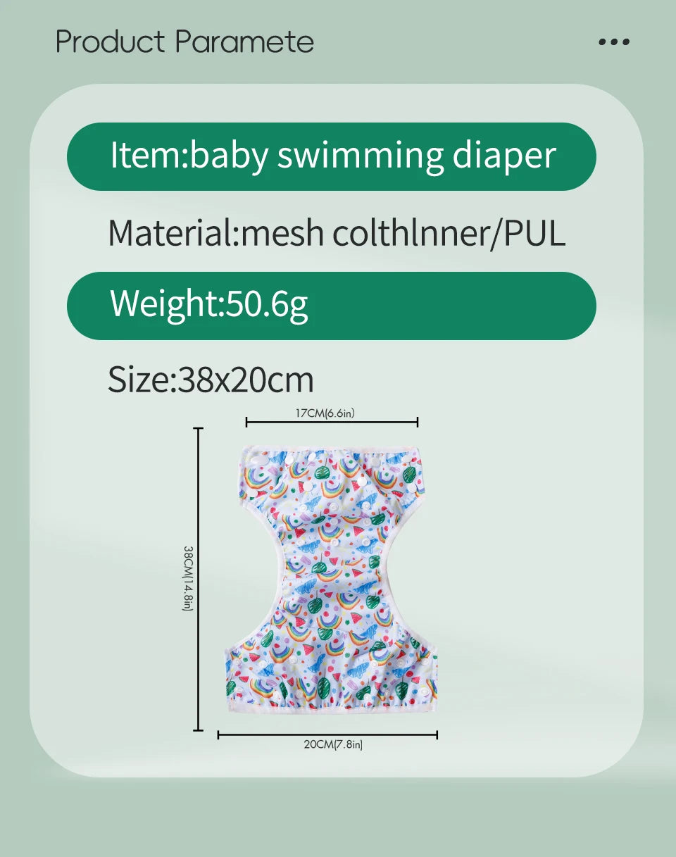 HappyFlute 3-Piece Mesh Cloth Inner Fabric Baby Swimming Diaper Reusable Adjustable 0-3 Years Summer Diaper