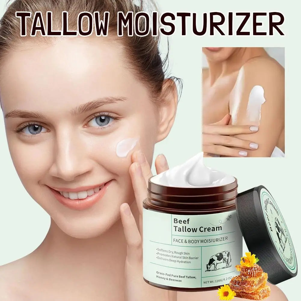 2PCS Beef Tallow Honey Moisturizer Cream Brightening Rejuvenation Nourishing Hydrating Redness Repair Pore Women Cosmetics 120g