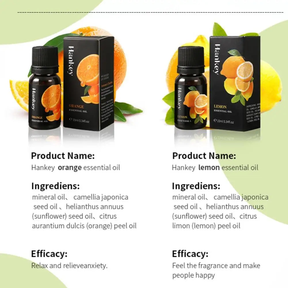 12 Flavors 10ml Essential Oils for Aroma Diffuser Air Humidifier Home Water-soluble Lavender Vanilla Orange Olive Fragrance Oil