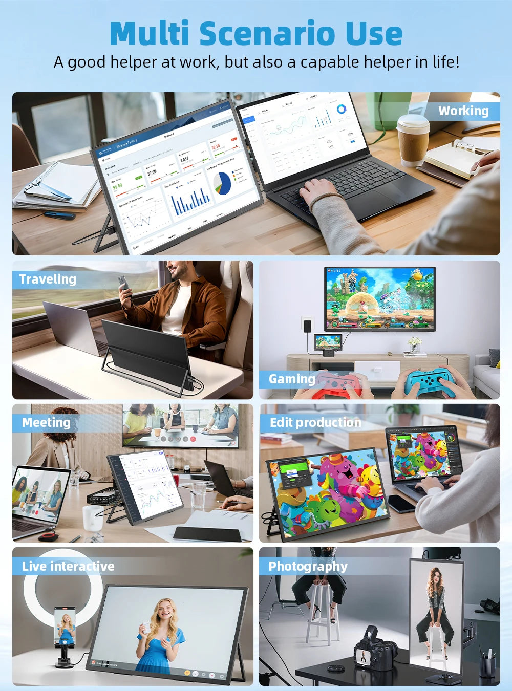 UPERFECT 18.4"4K QLED Portable Gaming Monitor Display 3840*2160 HDR USB C HDMI For PS5/4 Switch Laptop PC Mac Xbox Extend Screen