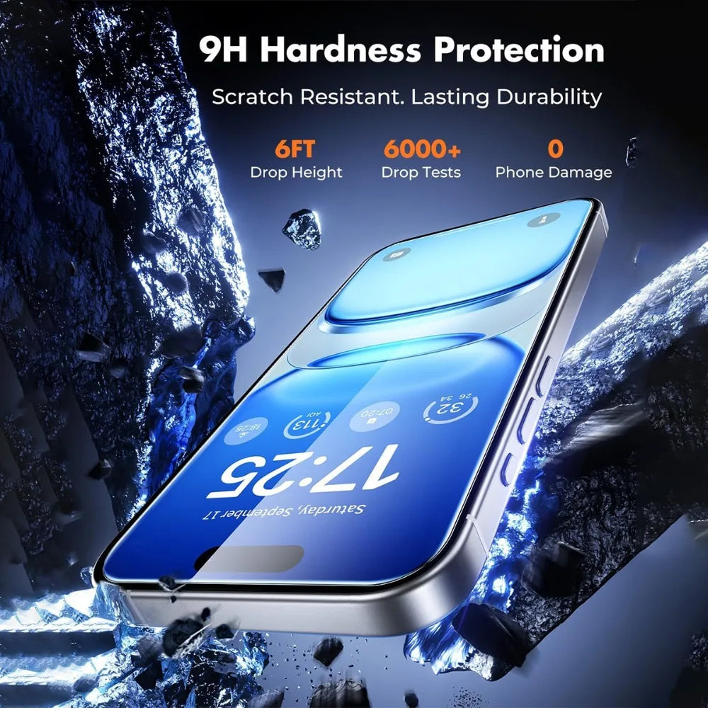 6-in-1 High Clear Screen Protector for iPhone 17 16 15 14 Pro Max 17 Air Camera Lens Glass for iPhone 13 12 11 Pro 16 15 14 Plus AE Tidesmit