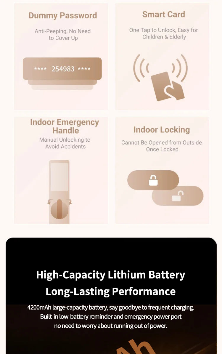 Wishome APP 3D Face Recognition Smart Lock with Camera, Video Call, and Voice Intercom Functions