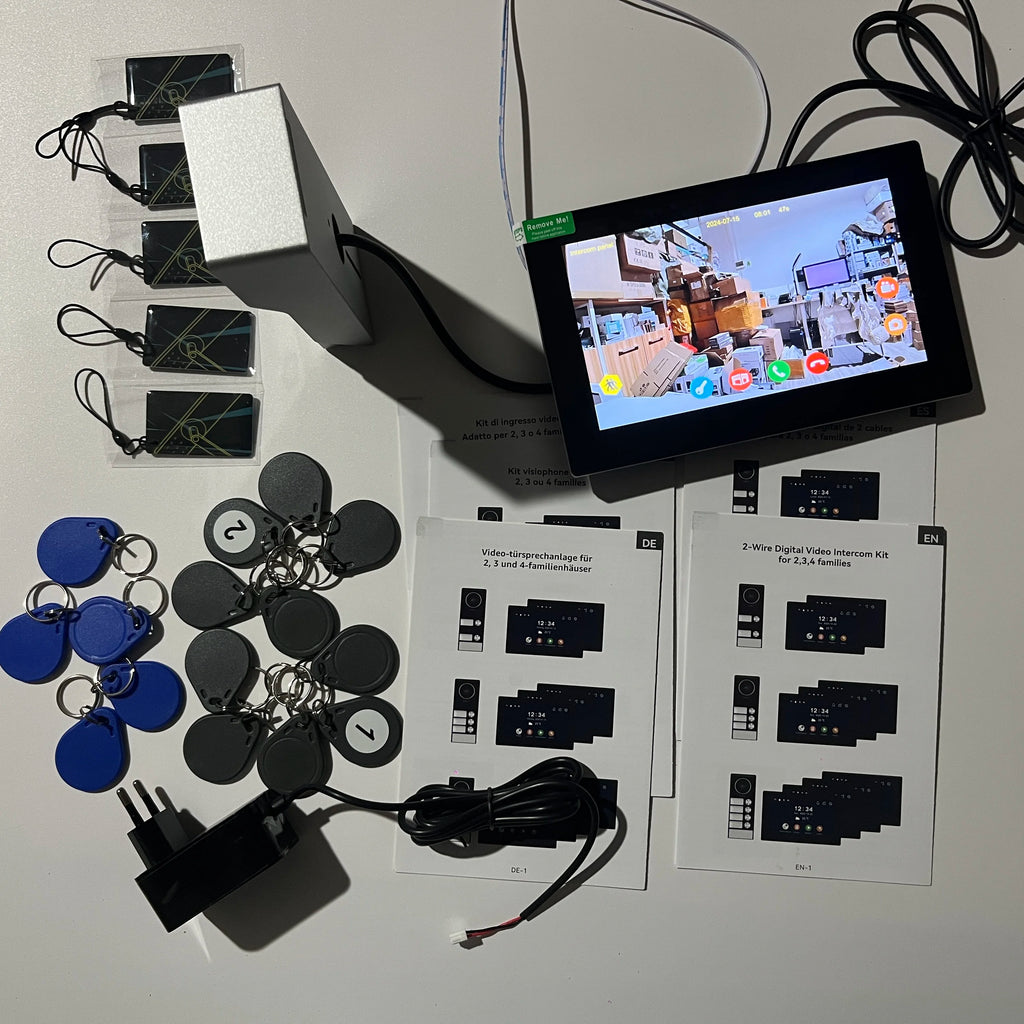 2-4 Unit Home 2 Wire 7inch Touch Video Intercom for Apartments Residential Video Door Phone System with RFID Card APP Unlock ﻿