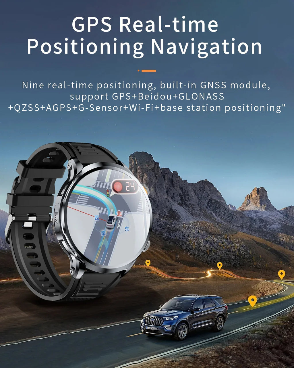 Smart Watch With 1.95 inch IPS 1100mah Battery 128GB ROM 500W Camera GPS WIFI Heart Rate APP Download Smartwatch Android 9.0