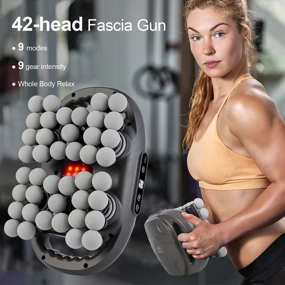 Deep Tissue Massage Gun | 42-Head Percussive Therapy Device - Tidesmit Fascia Gun Tidesmit