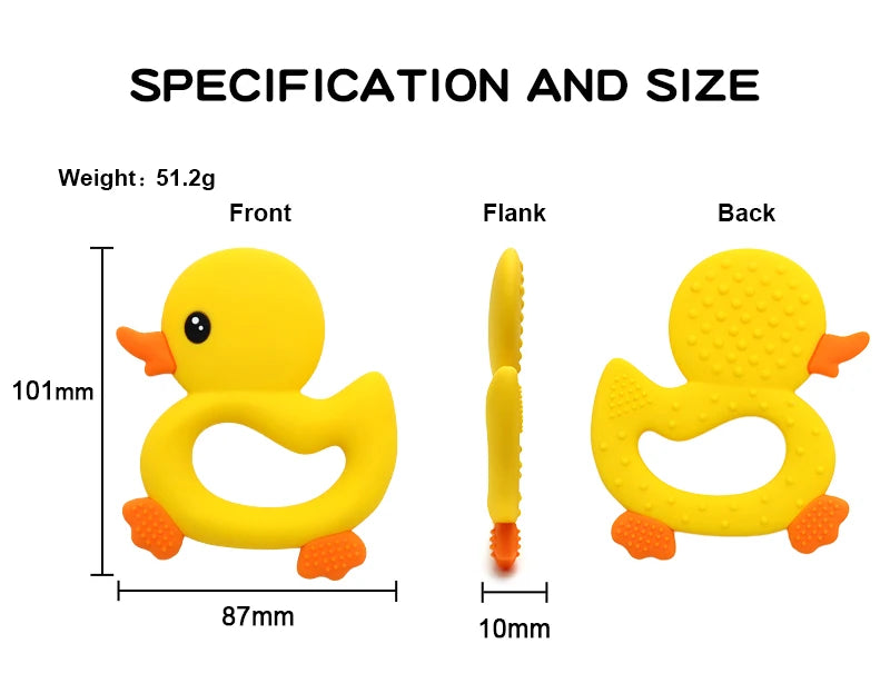 New Arrival Baby Teether Cartoon Duck Shape Silicone Teether Pacifier Clip Baby Toy Teething Accessories