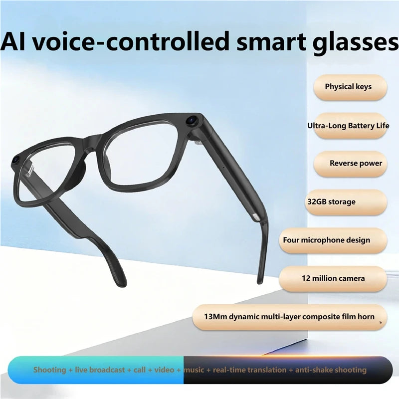 AI Smart Shooting Glasses | HD Voice Control Wide Angle Black Edition Tidesmit