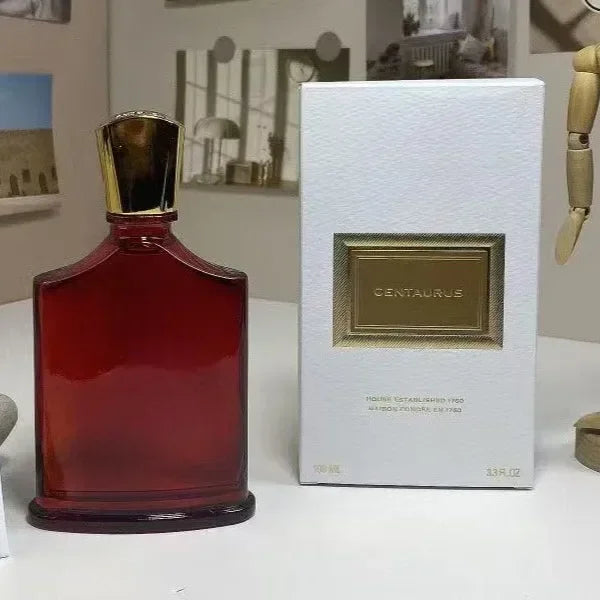 Centaurus 100ml men's fruity floral cologne, red glass bottle with gold cap, luxury lasting EDP perfume.