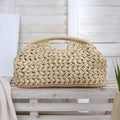 Women's Brand Fashion Clip Handbag, Bohemian Style Large Capacity Travel Woven Bag Popular Elegant Raffia Handmade Crossbody Bag
