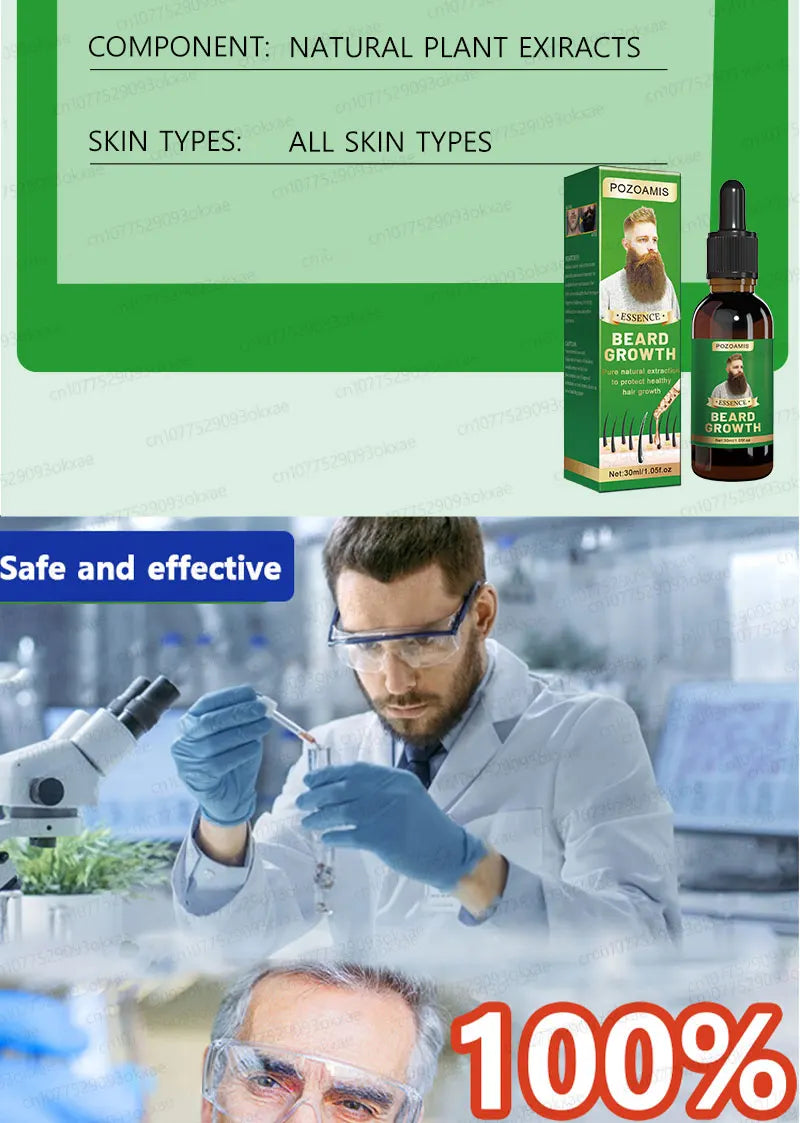 Beard Growth Essence for Thicker Facial Hair - Natural Formula Relaxation Treatment Tidesmit